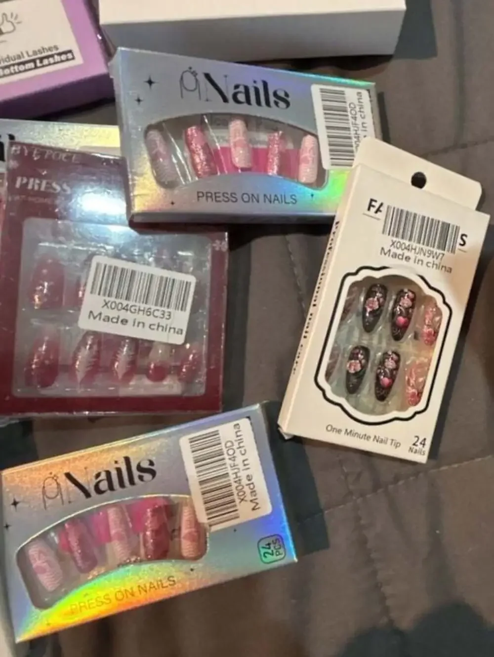 Large Lot Press-On Nail Sets And Eyelash Kits